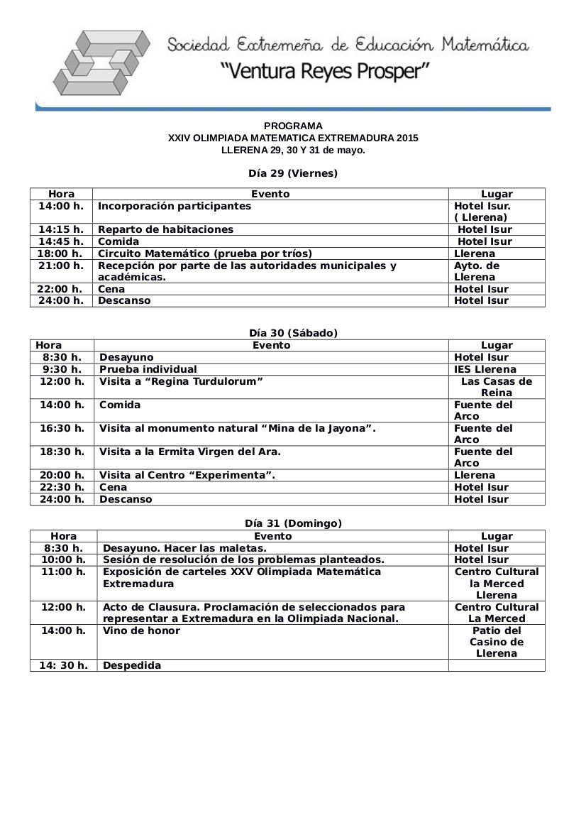 PROGRAMA XXIV olimpiada Fase Autonómica